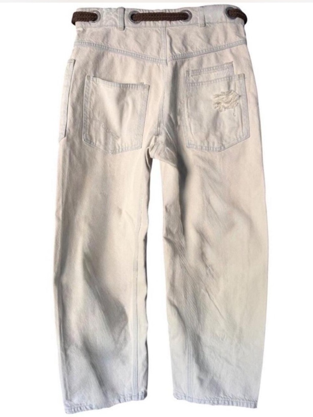 Free People Moxie Barrel Jeans Sea Mist NWOT Distressed Pull On Low Slung 27 - Picture 3 of 4